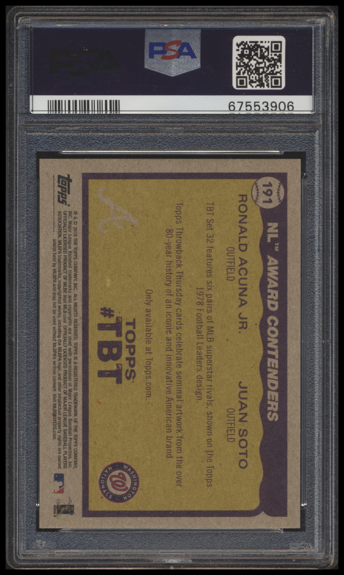 2018 Topps Throwback Thursday 191 Ronald Acuna Jr/juan Soto Rc Psa 10