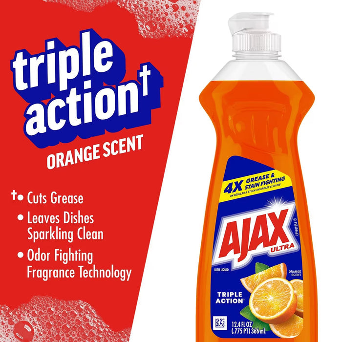 Ajax Ultra Triple Action Orange Liquid Dish Soap - 12.4 oz - 20 Pack