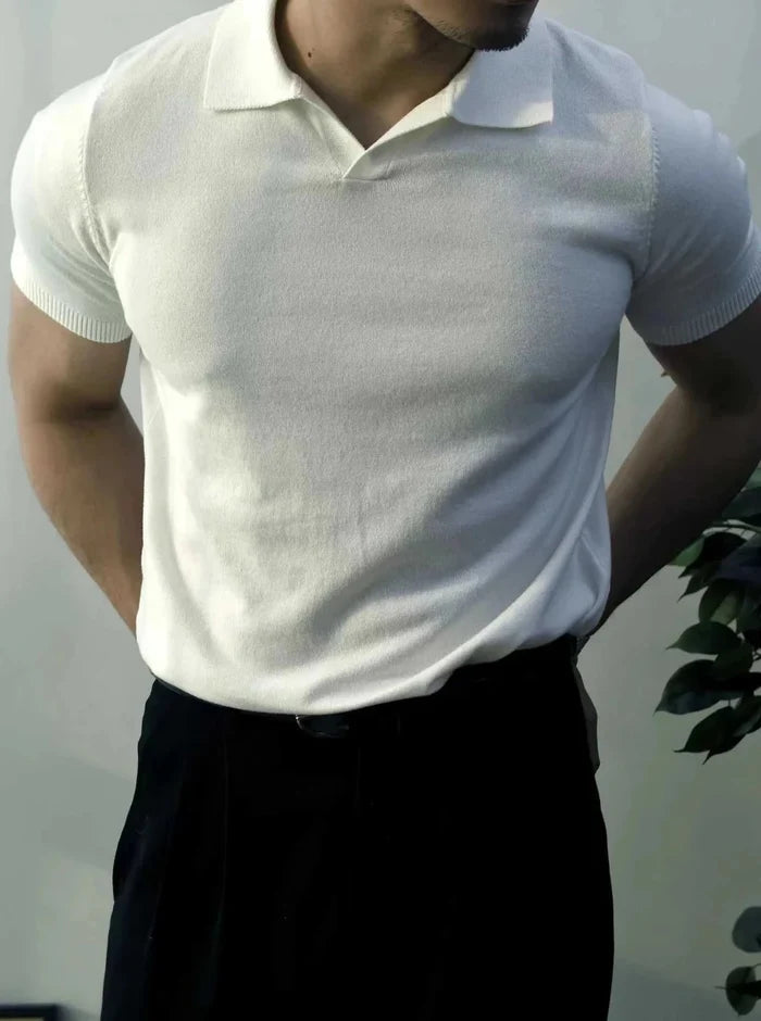 Old money american polo t-shirt - AntoniosClothing - Off white