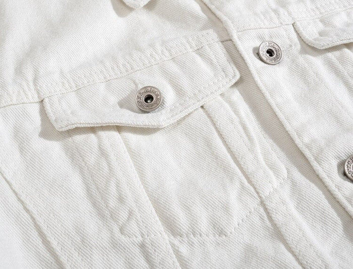 Antonios Autumn White Denim Jacket - AntoniosClothing - White