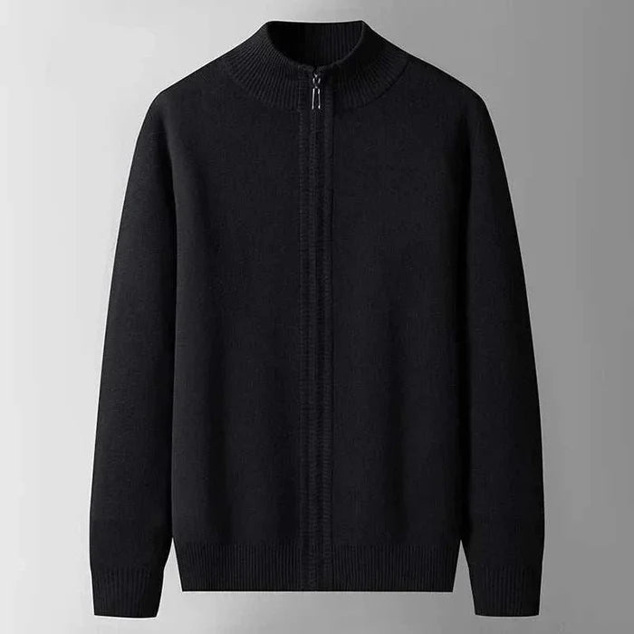 Antonios autumn zipper cotton cardigan - AntoniosClothing - Black