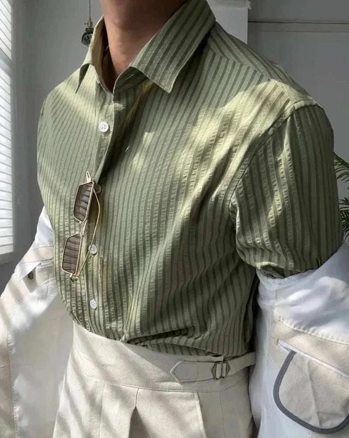 Antonios british casual striped shirt - AntoniosClothing - Green