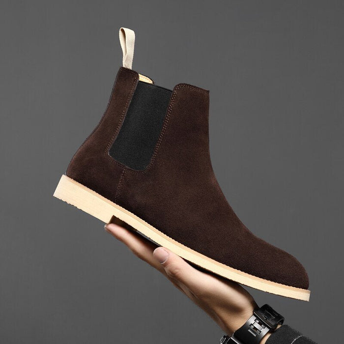 Antonios Casual Cow Leather Ankle Boots - AntoniosClothing - Beige