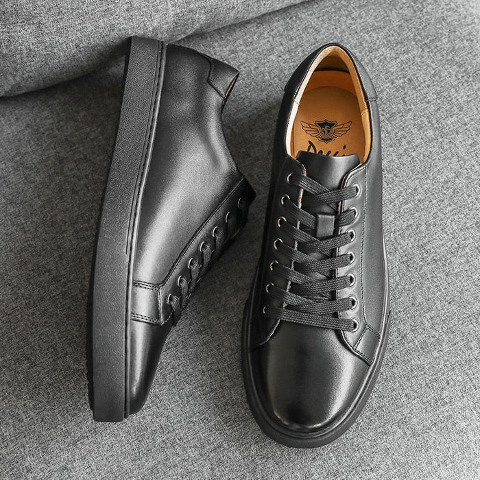 Antonios Genuine Leather Black Shoes - AntoniosClothing - Pattern Black