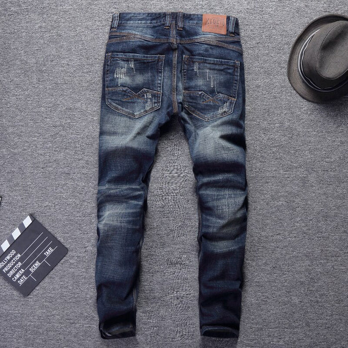 Antonios Italian Slim Jeans - AntoniosClothing - Retro Dark Blue