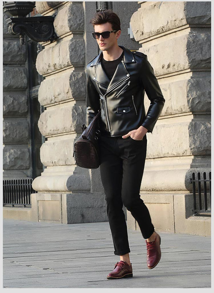 Antonios Motorcycle Leather Jacket - AntoniosClothing - Blue