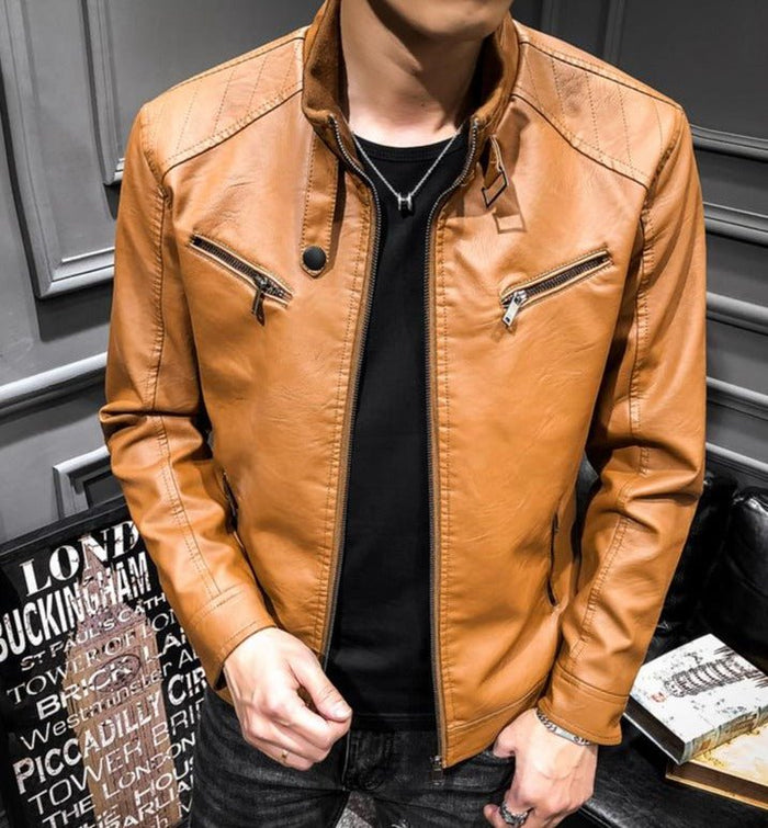 Antonios Randy Leather Jacket - AntoniosClothing - Khaki