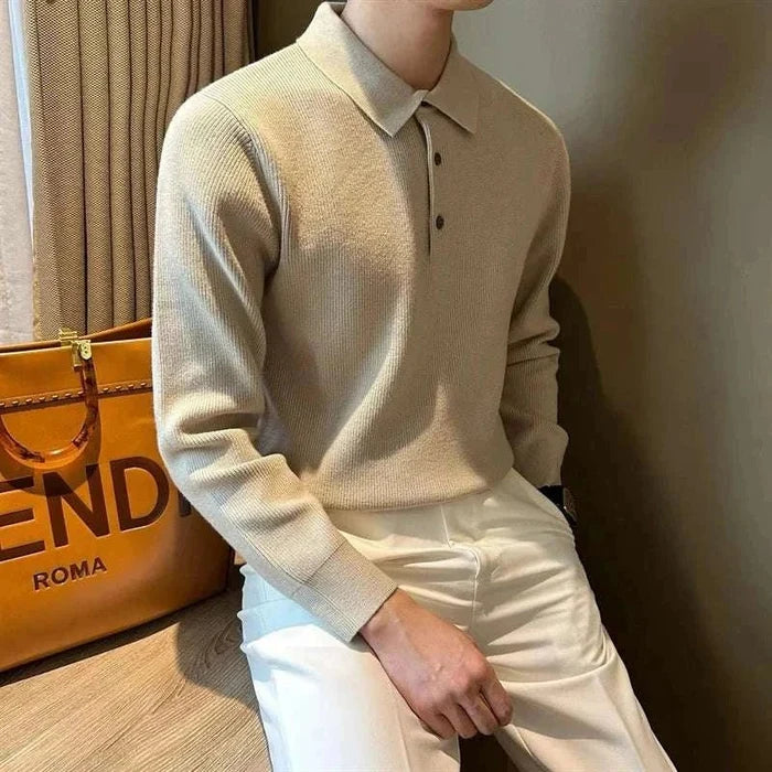 Antonios slim fit polo sweater - AntoniosClothing - Light Apricot