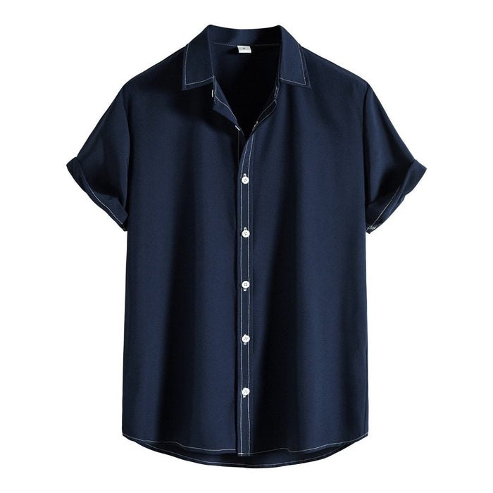 Antonios Summer Short Sleeve Solid Shirt - AntoniosClothing - Black