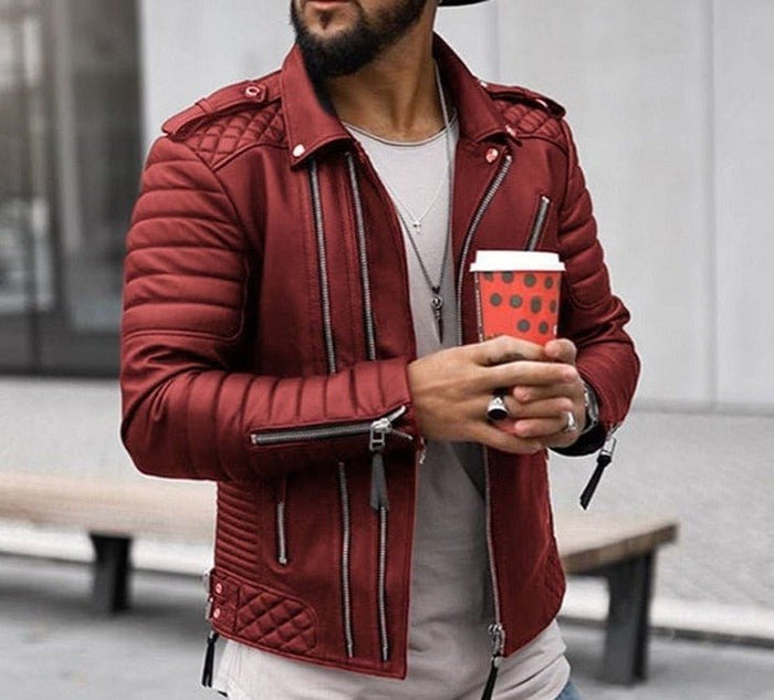AntoniosClothing Leather Jacket - AntoniosClothing - Red