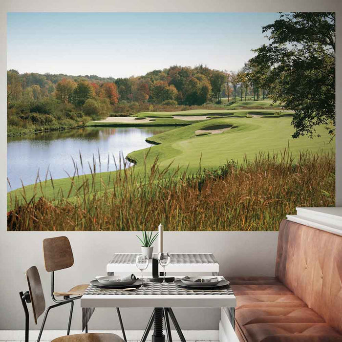 48x72 inch Autumn Golf Course Decal Installed in Dining Room