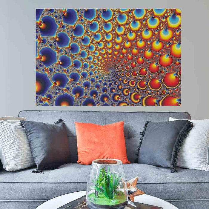 72 inch Hypnotic Portal Fractal Art Decal Installed Above Sofa