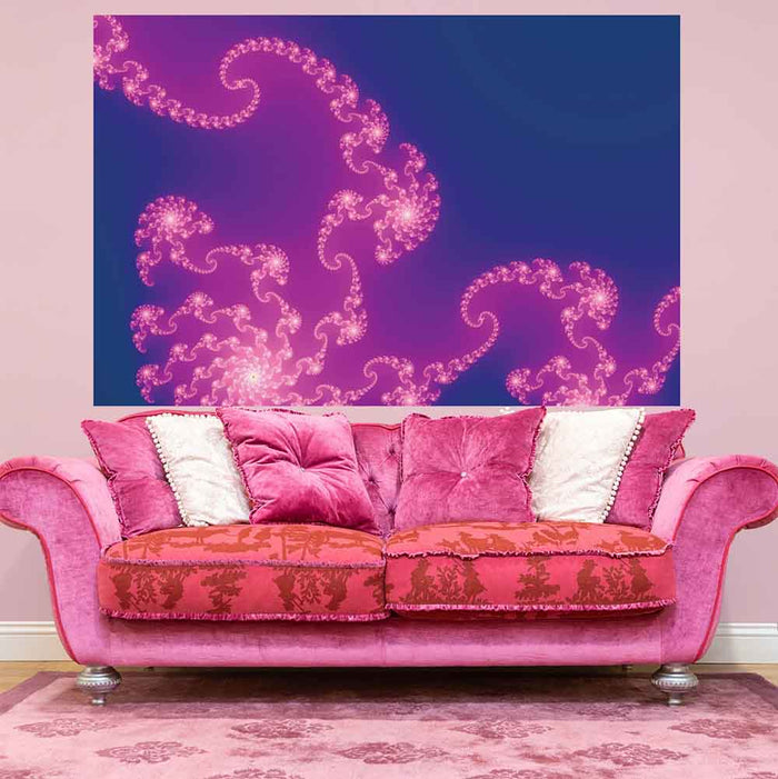 72 inch Jellyfish Wonder Fractal Decal Installed Above Sofa