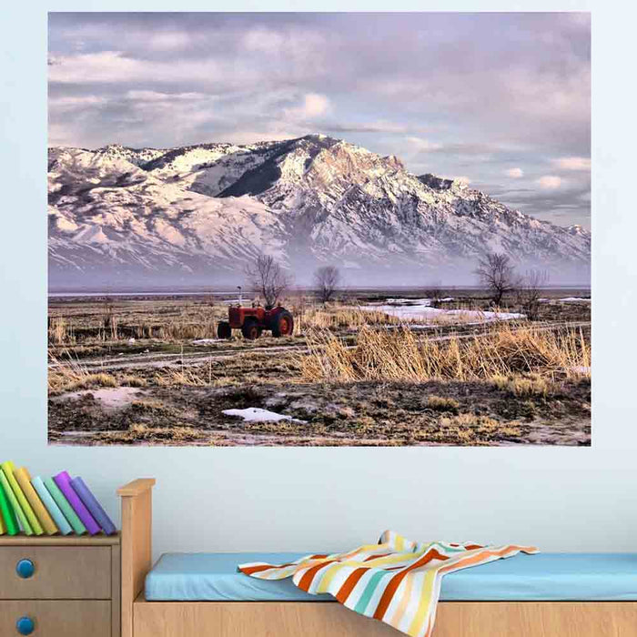 48x60 inch Rocky Mountain Tractor Poster Displayed in Kids Room