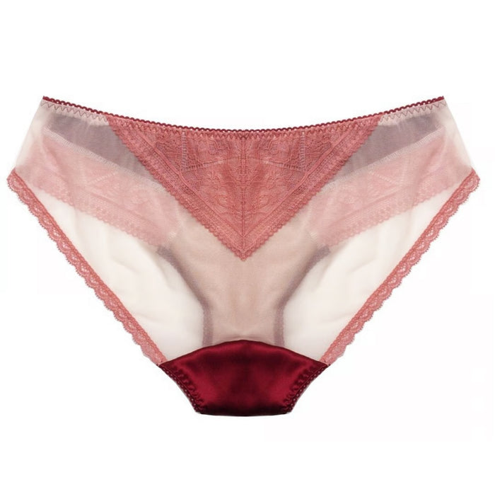 Bicolor Silk Bikini | Wine Red