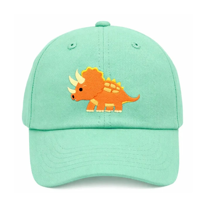 Bits and Bows - Youth Baseball Cap - Mint Triceratops