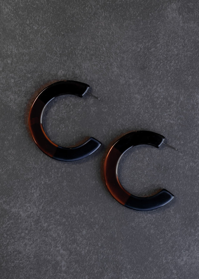 Blue Orange Acrylic Hoop Earrings