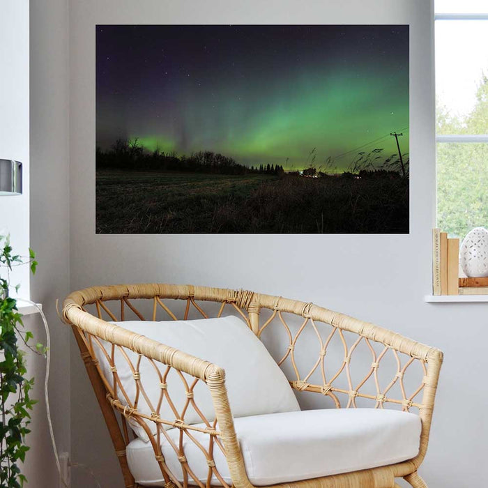 24x36 inch Northern Lights Decal Installed Above Chair