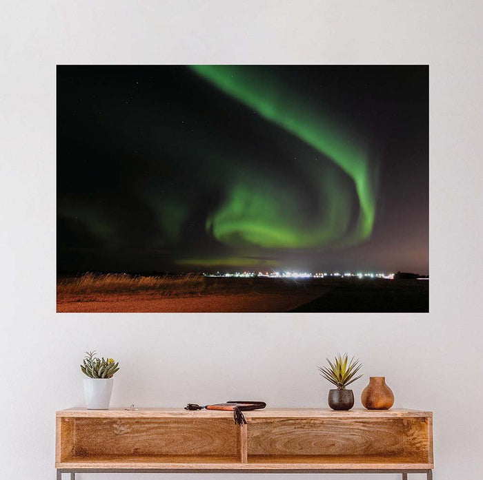 24x36 inch St. Alberta Aurora Spiral Decal Installed Above Desk