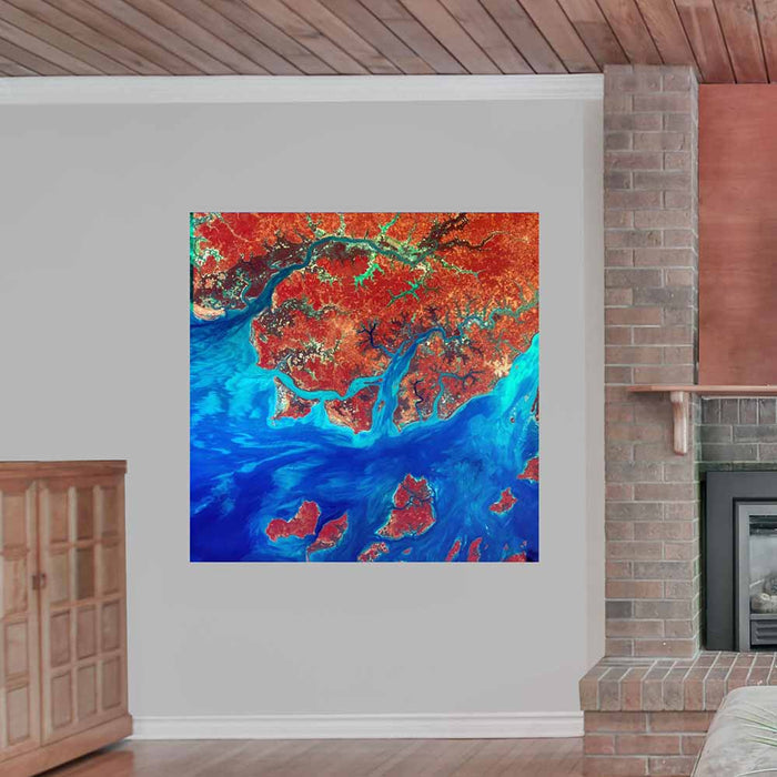 48x48 inch Guinea Satellite Decal Installed on Wall