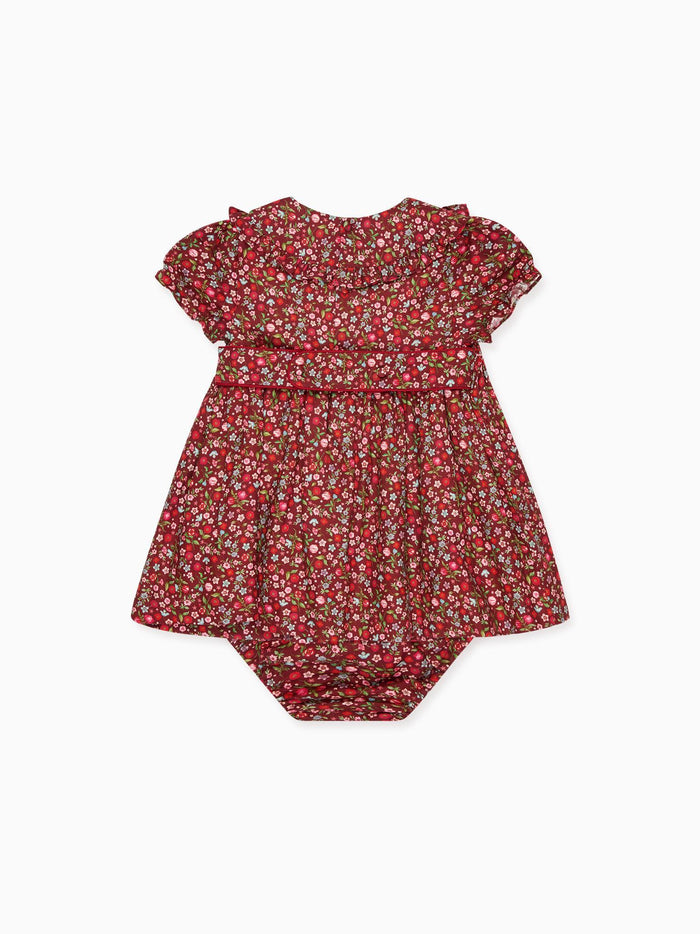 Burgundy Floral Silvana Baby Girl Hand-Smocked Set