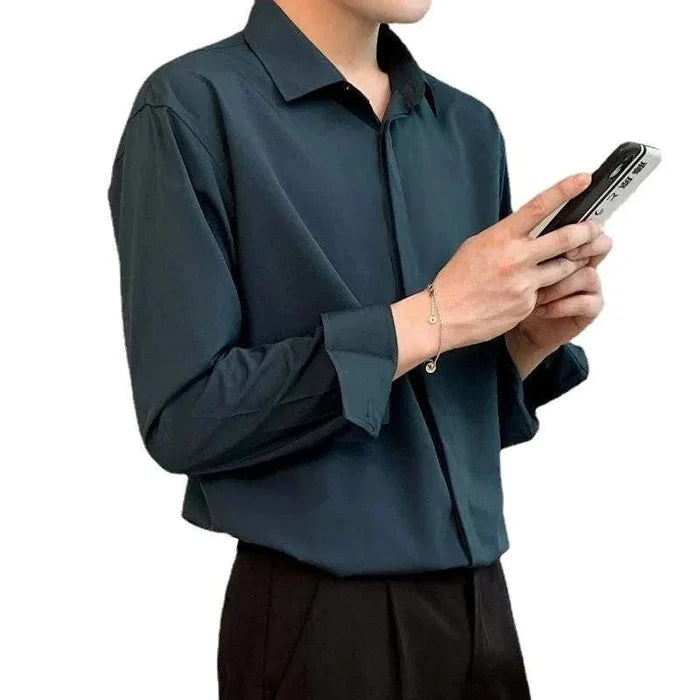 Business loose long-sleeve shirt - AntoniosClothing - White