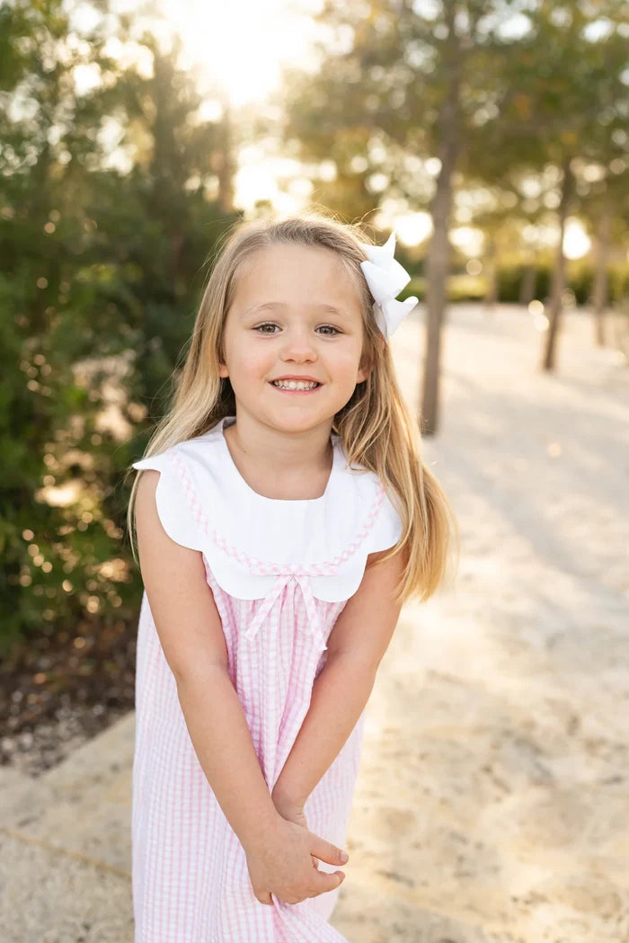 Charlotte Scalloped Dress - Pink Check