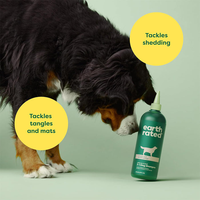 Deshedding 4 in 1 Dog shampoo tackles shedding tangles and mats.