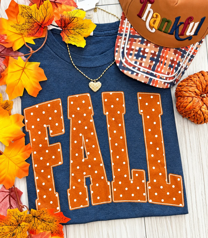 Fall Polka Dots Heathered Navy Tee
