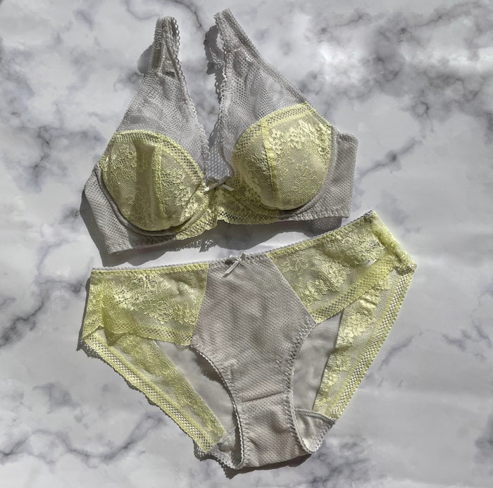 Floral Plunge Underwire Bra | Gray