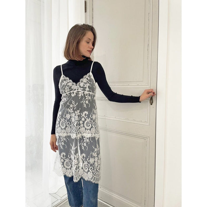 Flower Paisley Long Camisole | White