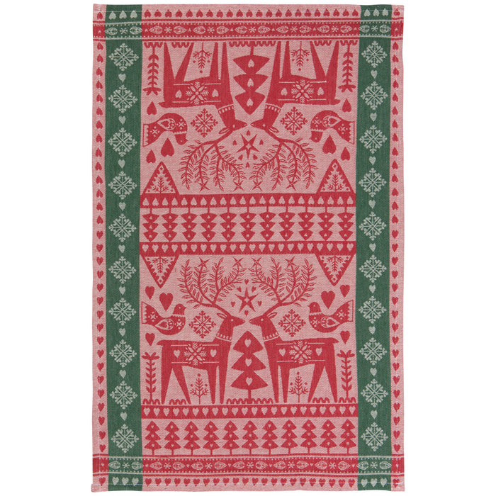 Folk Forest Christmas Jacquard Tea Towel