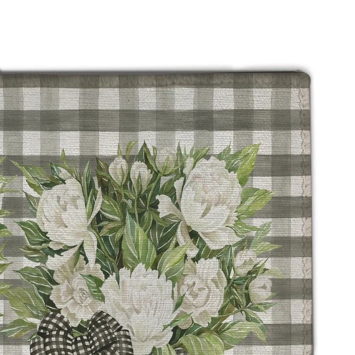French Country Gingham Garden Chenille Accent Rug