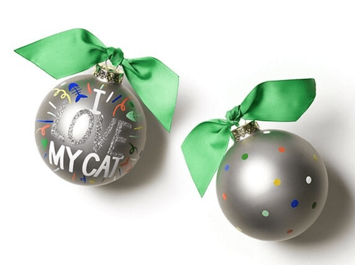 I Love My Cat Glass Ornament front and back