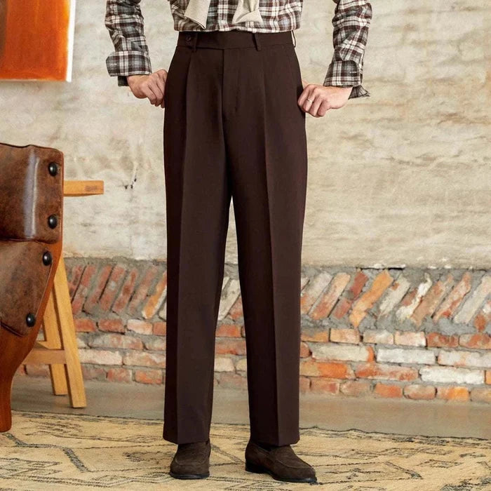 Italian straight style elegant pants - AntoniosClothing - Brown