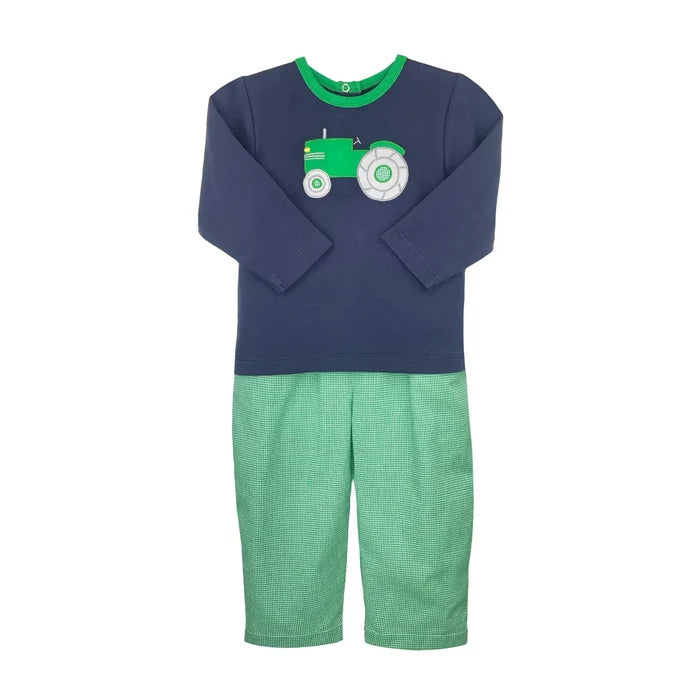 Knit Pant Set - Green Tractor