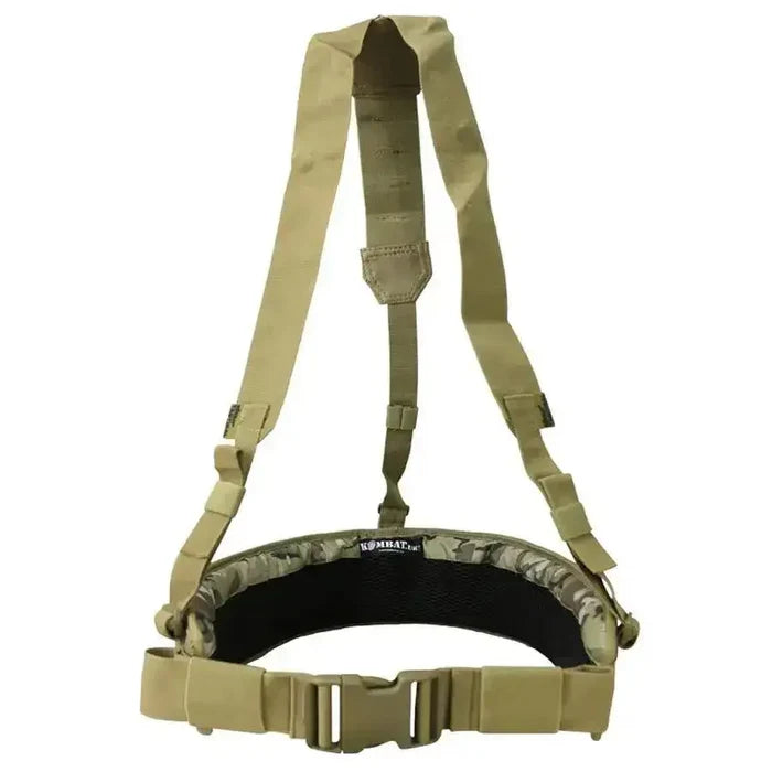 Kombat Guardian Battle System Yoke BTP in multicam with adjustable straps and MOLLE-compatible belt, ideal for tactical travel pouch setup. from John Bull Clothing