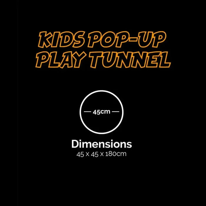 Kombat Kids BTP Pop Up Play Tunnel dimensions: 45 x 45 x 180 cm. A fun and engaging activity toy for kids, promoting active play indoors and outdoors. from John Bull Clothing