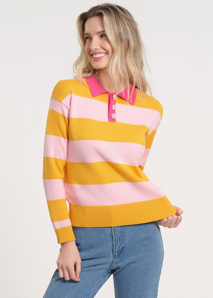 Long Sleeve Rugby Knit Sweater