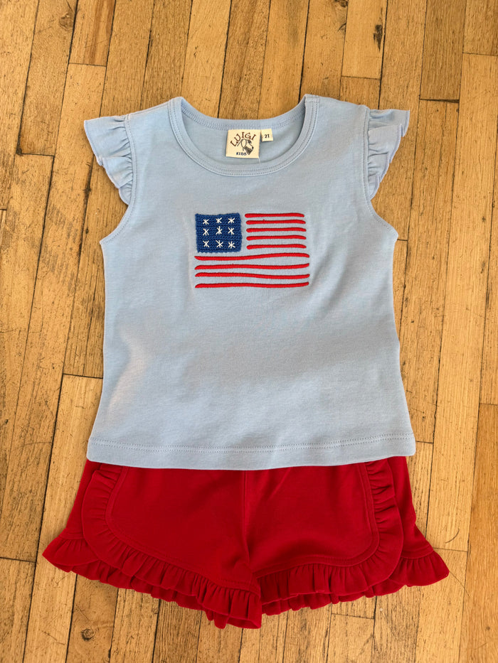 Luigi - Shirt and Short Set- American Flag