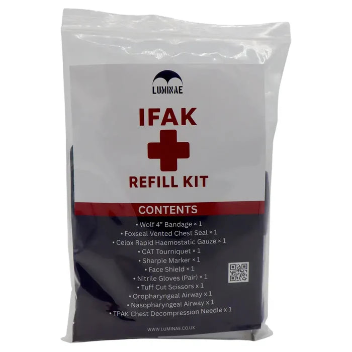 Luminae IFAK refill kit with bandages, gauze, scissors, and airway supplies IFAK Medical Kit Only from John Bull Clothing