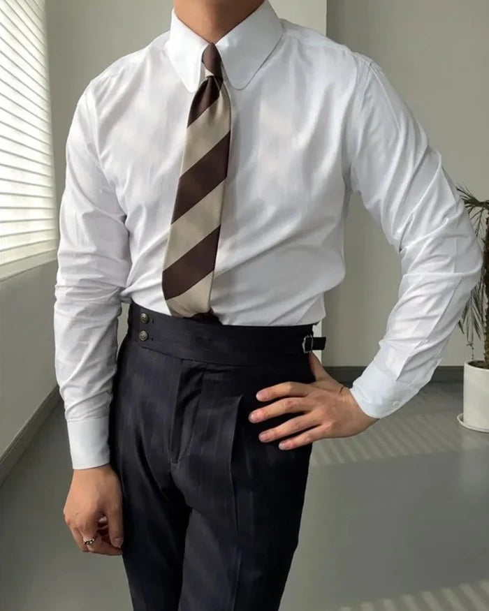 Luxury British dress shirt party and business wear - AntoniosClothing - White