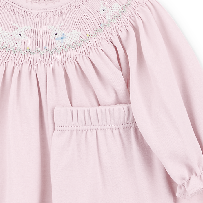 Magnolia Baby - Smocked Pant Set - Pink Bunny Love