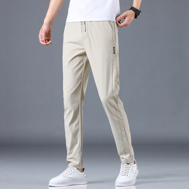 Antonios Casual Slim Fit Trousers Men - AntoniosClothing - Khaki