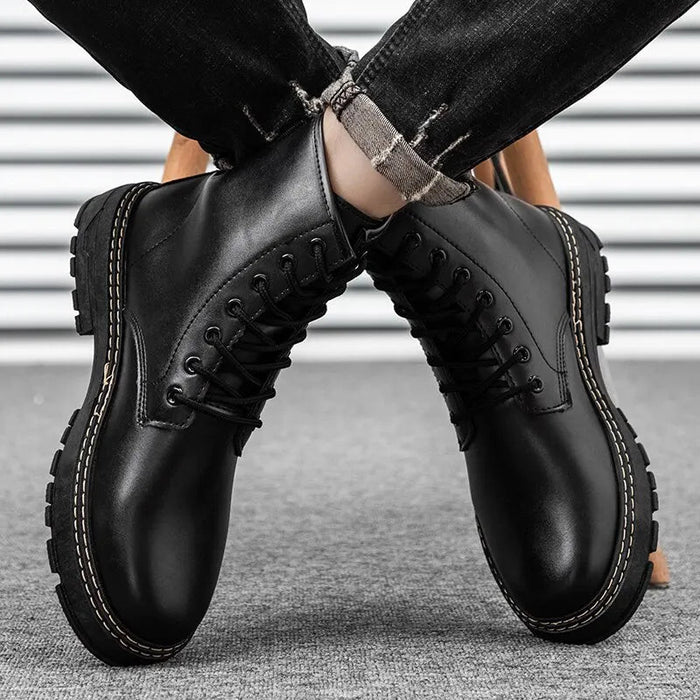 ANT hight leather boots - AntoniosClothing - Black