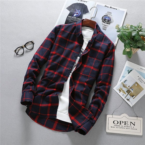 Antonios Long Sleeve Oxford Shirt Men - AntoniosClothing - red blue