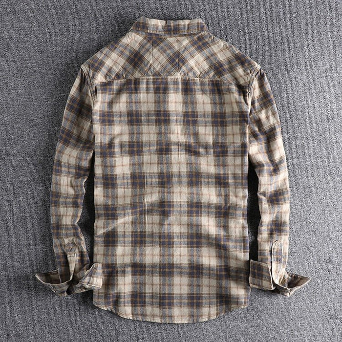 Antonios Retro Plaid Long Sleeve Shirt Men - AntoniosClothing - Yellow