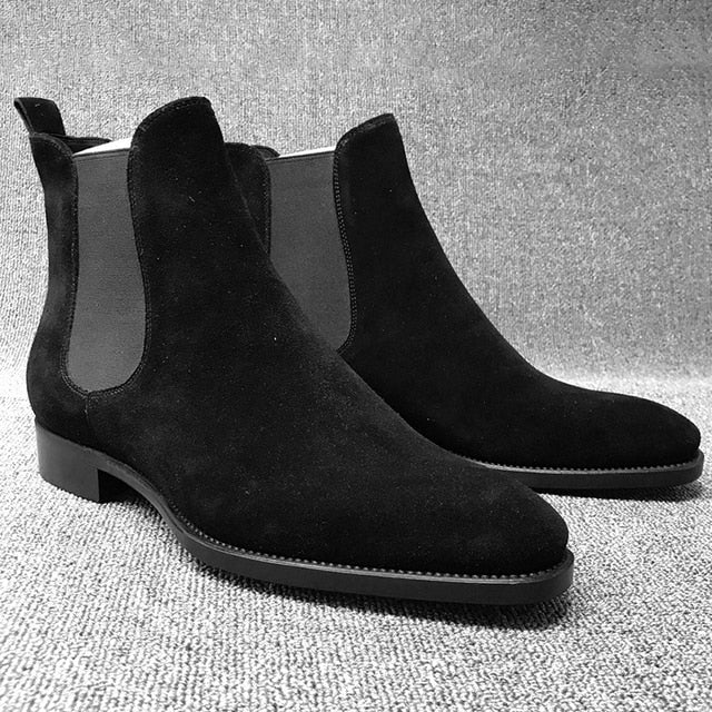 Antonios Suede Leather Boots Men - AntoniosClothing - black