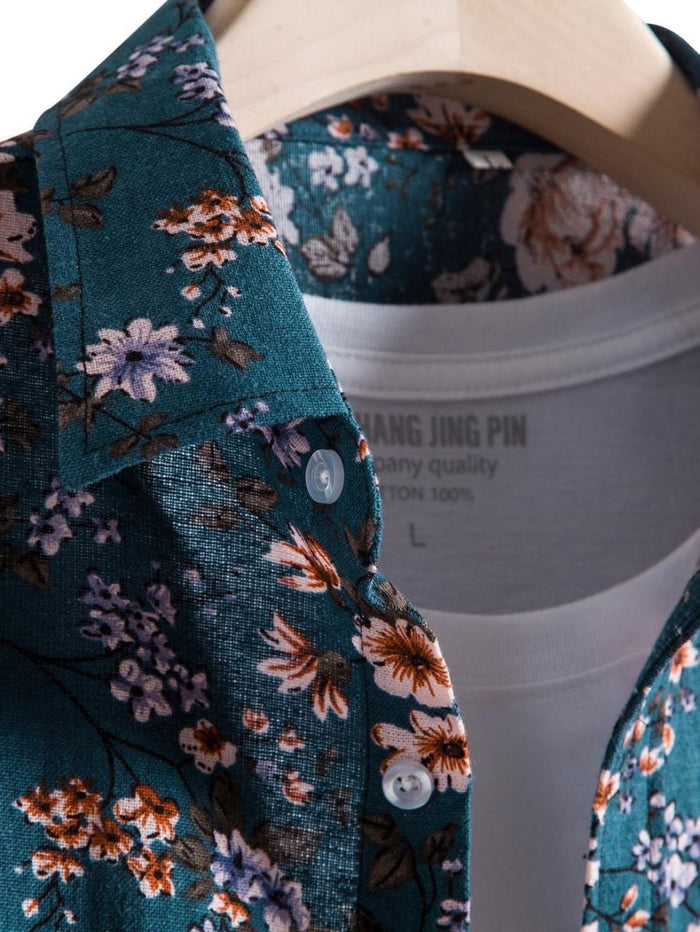 Antonios Summer Floral Print Shirt Men - AntoniosClothing - Black