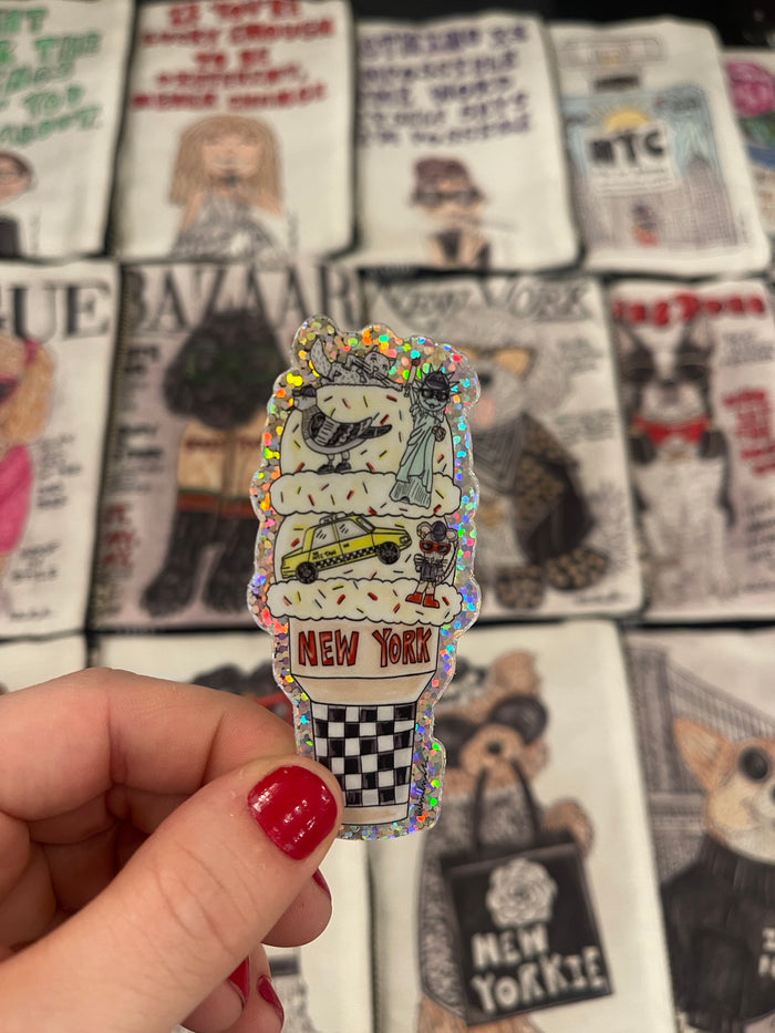 NYC Ice Cream Glitter Vinyl Sticker